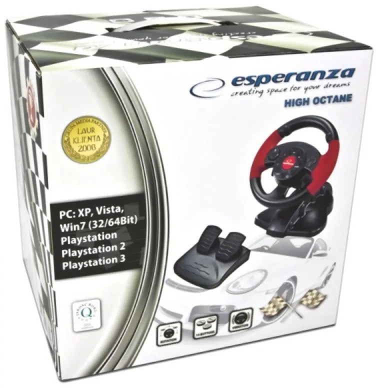 Волан с педали Esperanza Nitro EG103, 13 бутона, За PC/PS2/PS3, USB, Черен