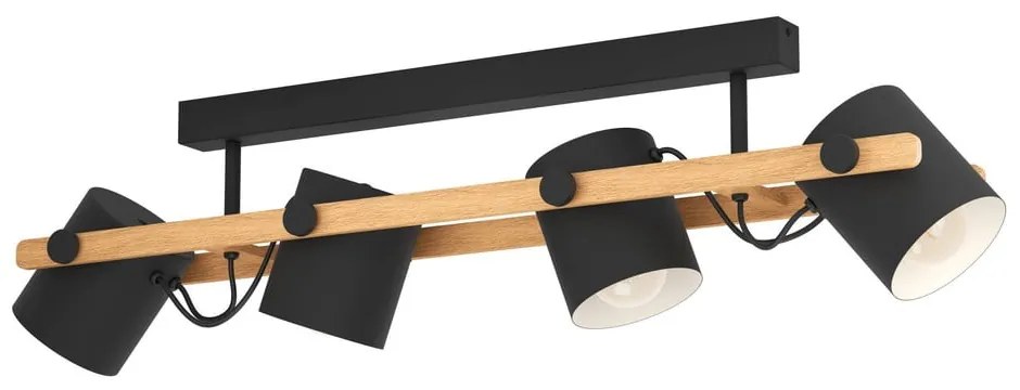Осветително тяло за таван в черен и естествен цвят с метален абажур 10x19 cm HORNWOOD – EGLO
