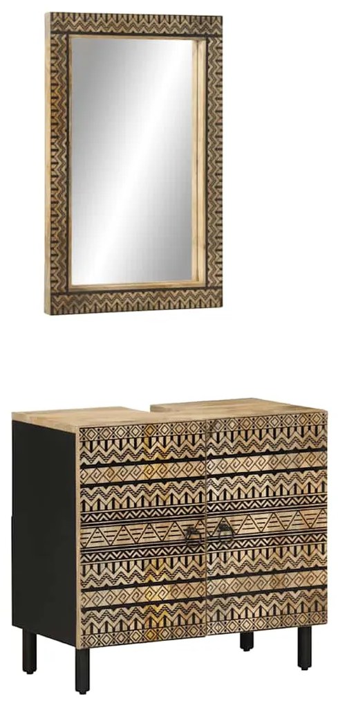 3310129 vidaXL Комплект мебели за баня, 2 части, масивна мангова дървесина