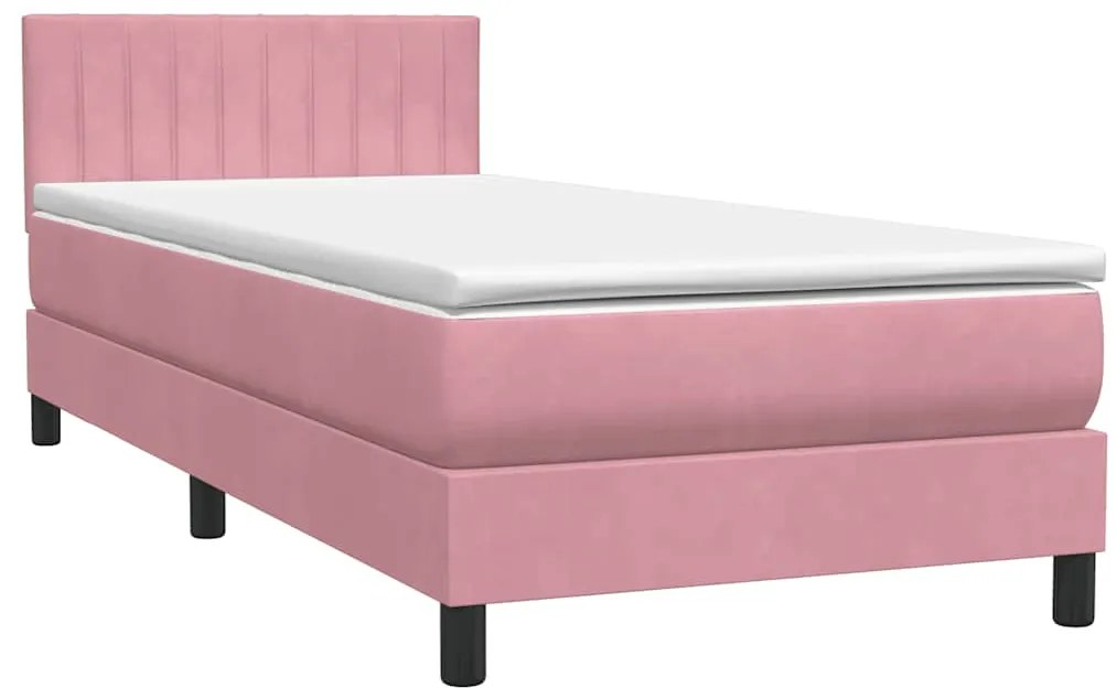 3316430 vidaXL Боксспринг легло с матрак, розово, 80x220 cm, кадифе
