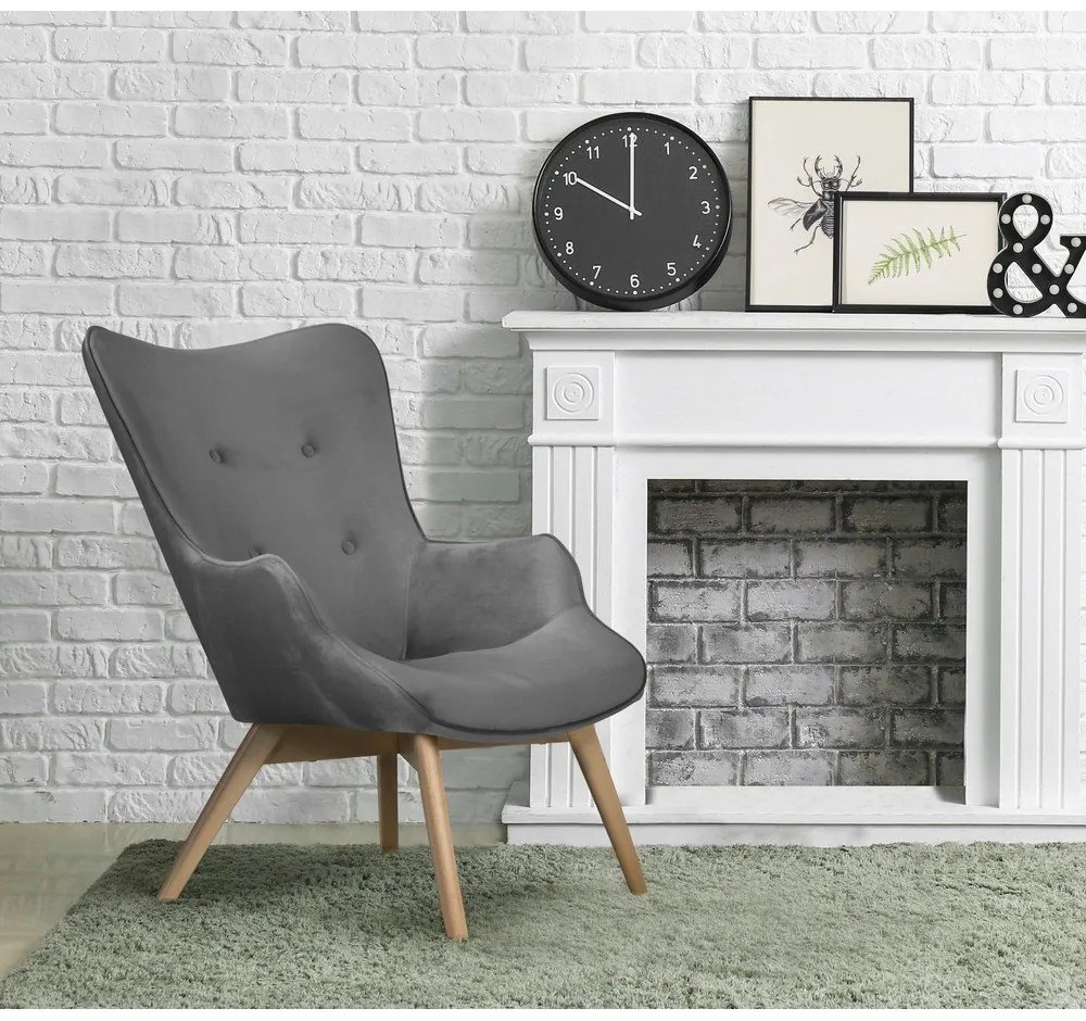 Сиво кадифено кресло Niko – Ropez