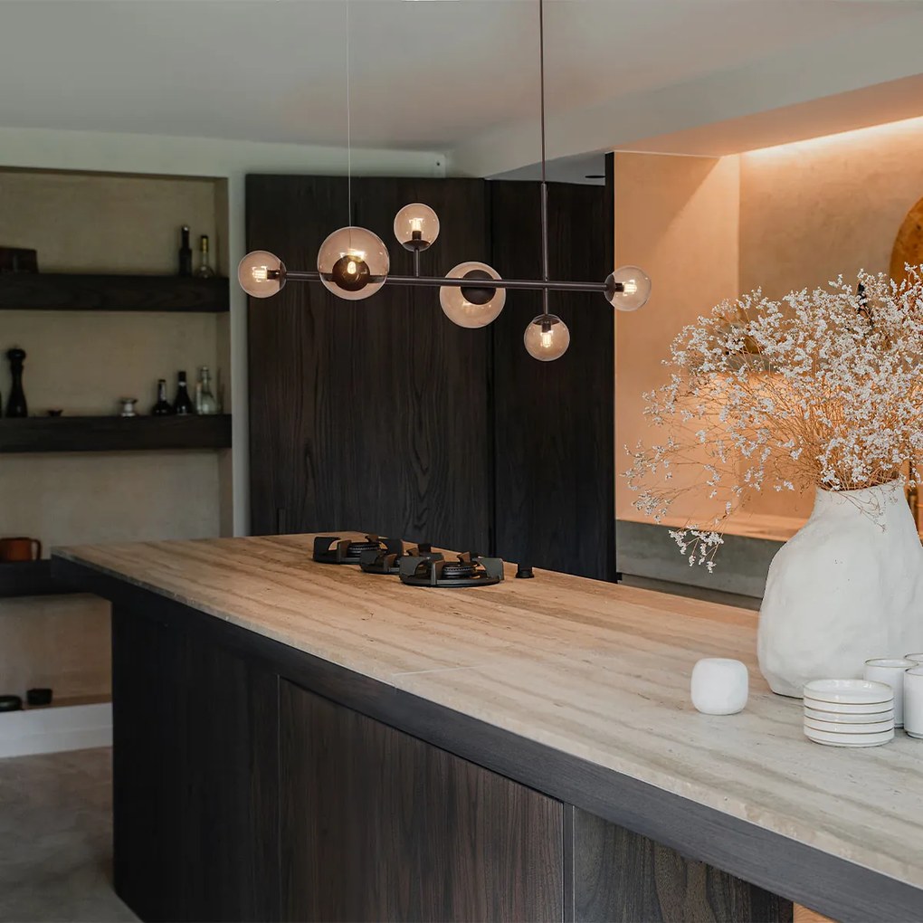 Хотелски шик висяща лампа тъмен бронз с бронзово стъкло 6 светлини - Monaco