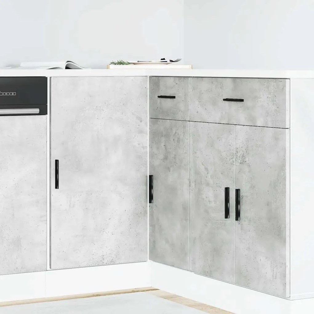 854292 vidaXL мивка база кабинет Lyon бетон сив инженерна дървесина