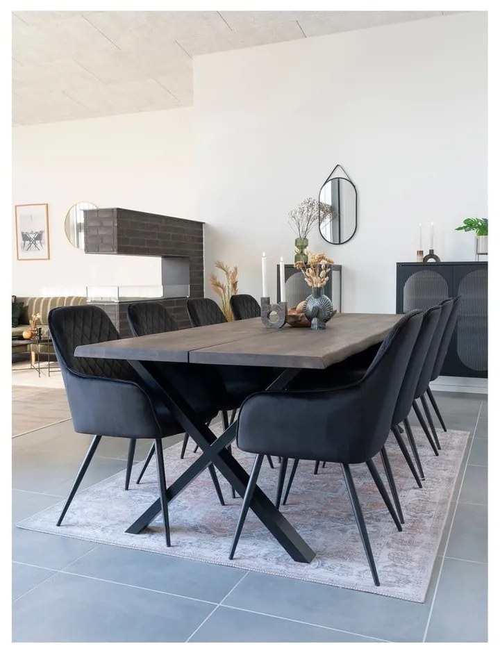 Черни тапицирани трапезни столове в комплект с подлакътници 2 бр. Harbo – House Nordic