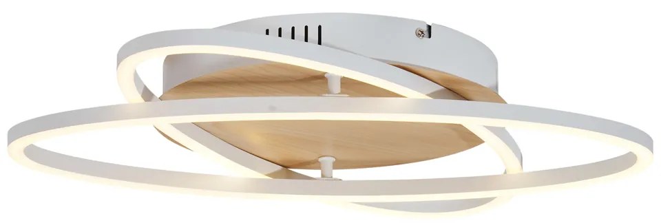 Таванна лампа бяла с дърво, включваща LED 3-степенно димиране 2-лампи - Kane