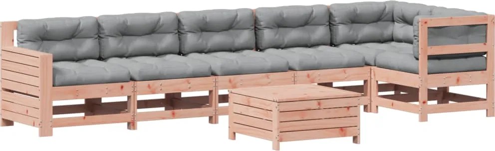 3250878 vidaXL Градински комплект с възглавници, 7 части, дугласко дърво масив