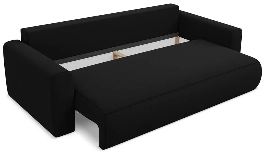 Черен кадифен разтегателен диван с място за съхранение 238 cm Kapua – Makamii