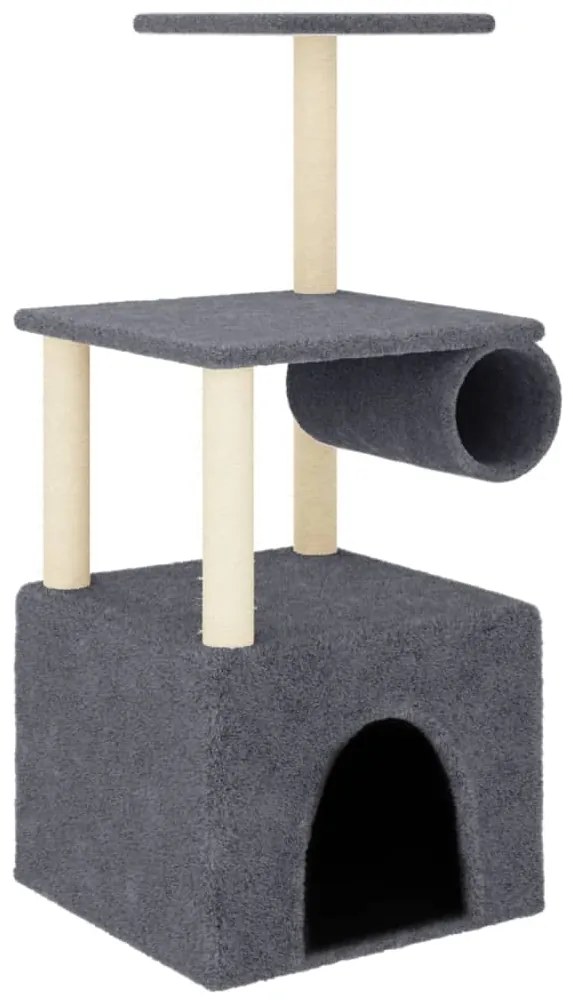 172060 vidaXL Котешко дърво със сизалени стълбове, тъмносиво, 109,5 см