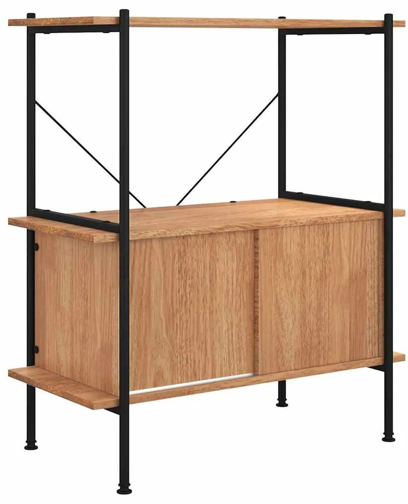 336351 vidaXL Стелаж на 3 нива с шкаф, 80x40x92 см, стомана и инженерно дърво