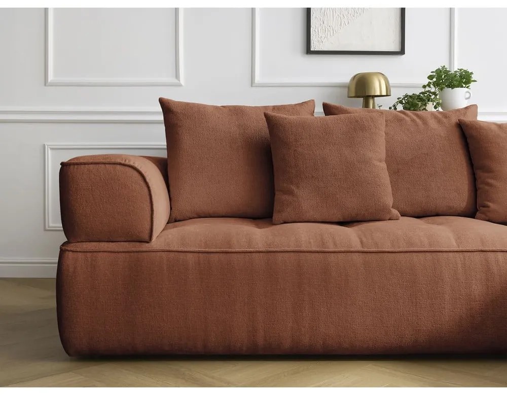 Теракотен шенилов ъглов диван (ляв ъгъл/L форма) Whesley – Bobochic Paris