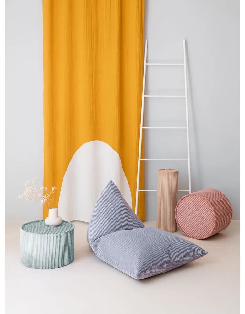 Син детски пуф от рипсено кадифе Big Lounger – Wigiwama