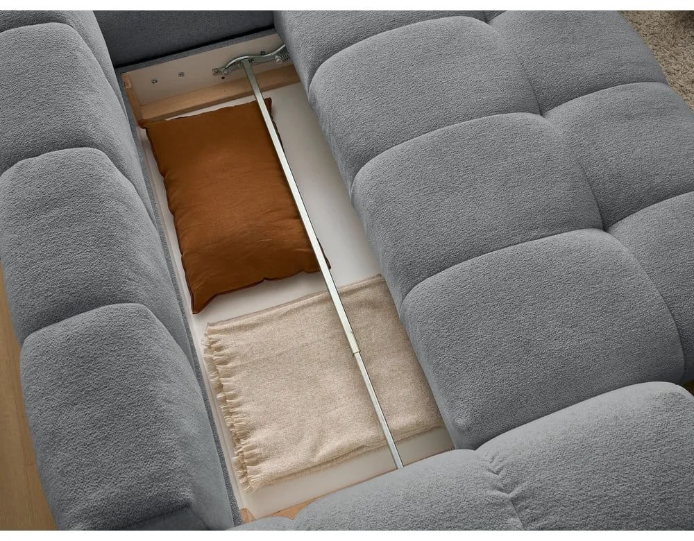 Тъмносив шенилов сгъваем/с място за съхранение ъглов диван (десен ъгъл/L форма) Everest – Bobochic Paris