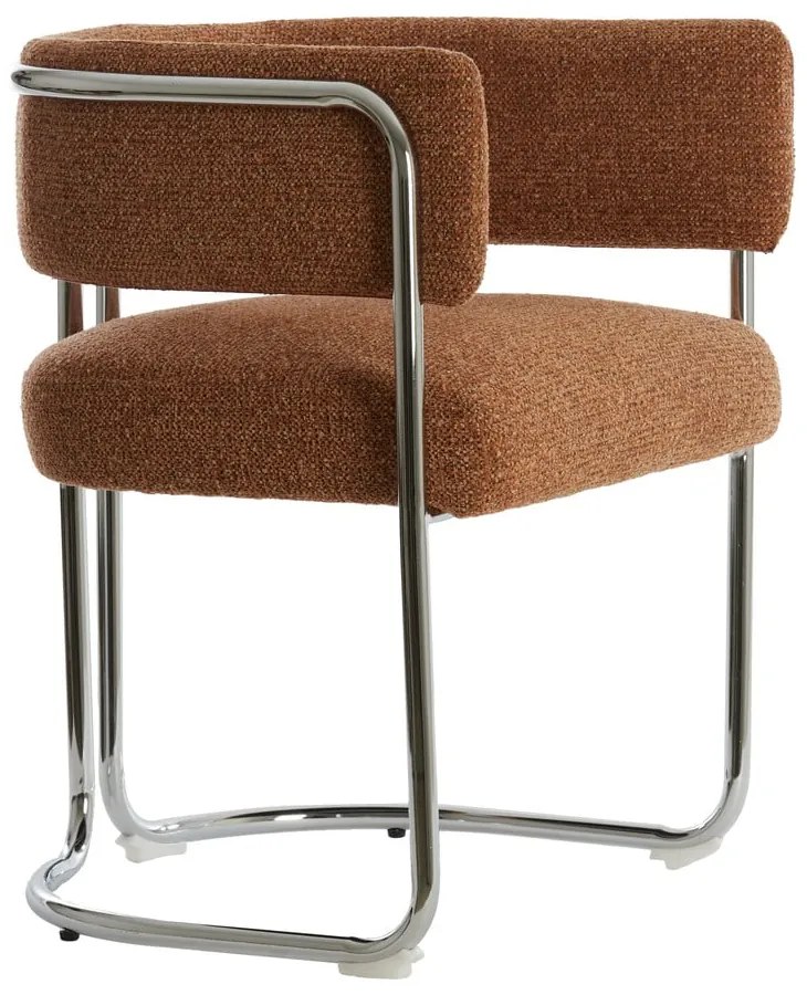 Светлокафяв тапициран трапезен стол с подлакътници Adante – Light & Living