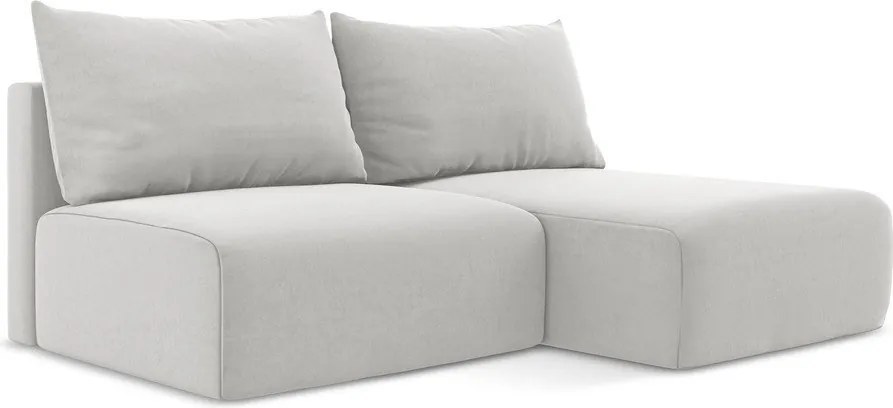 Светлосив кадифен сгъваем/с място за съхранение ъглов диван (десен ъгъл) Kalena – Makamii