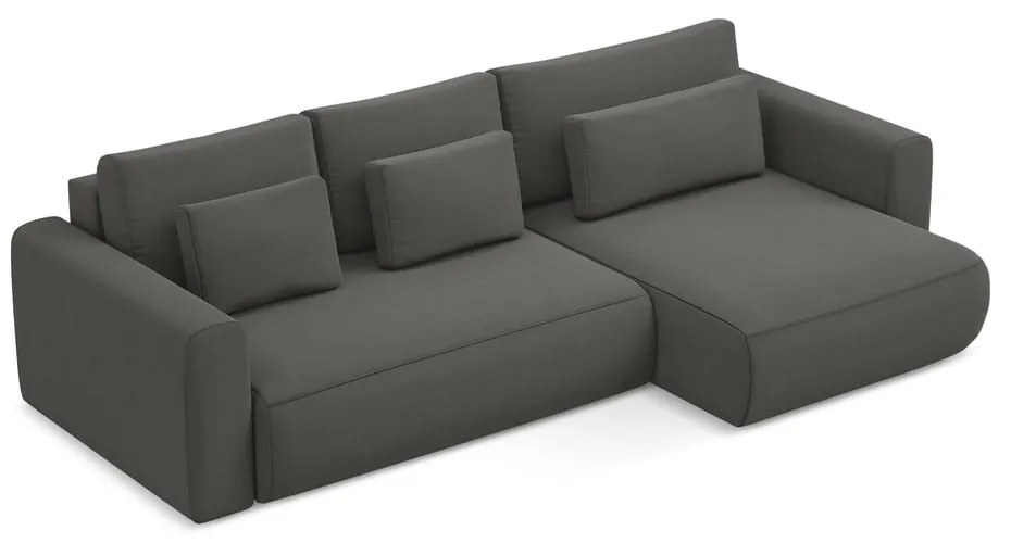 Тъмносив кадифен разтегателен ъглов диван с място за съхранение (десен ъгъл) Kapua – Makamii