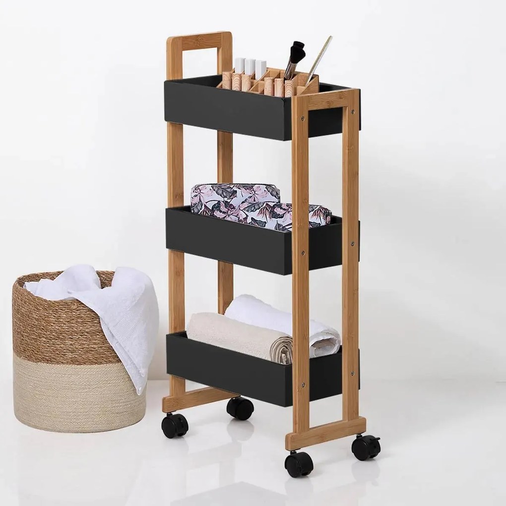 Етажерка на колела 5five Natureo, 3 нива - Бял