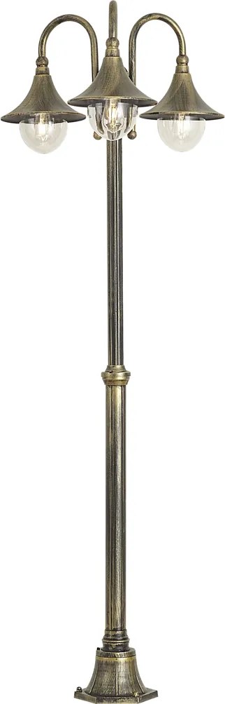 Класически външен фенер черен със злато 200 см 3 светлини IP44 - Daphne