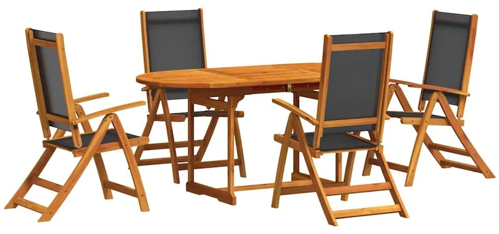 3279266 vidaXL Градински трапезен комплект, 5 части, акация масив и textilene