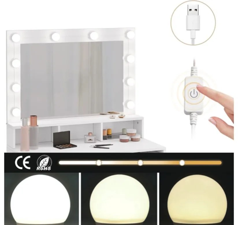 Холивудска козметична тоалетка с табуретка - елегантност, стил и практичност в едно