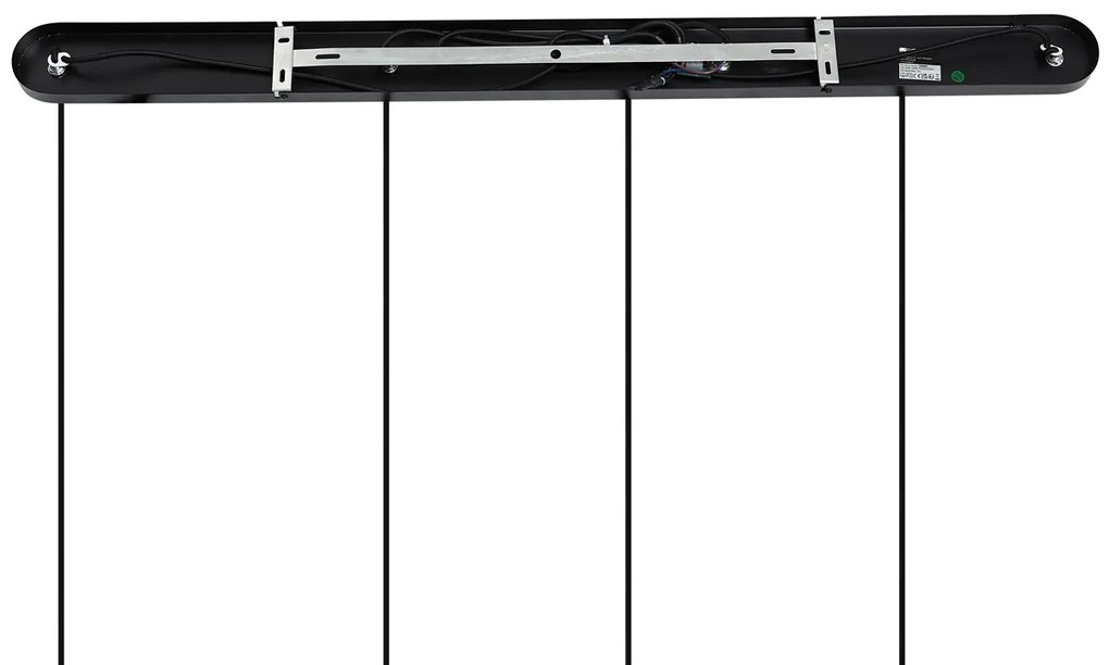 Арт Деко висяща лампа черна с димно стъкло правоъгълна 4-лампи - Bao