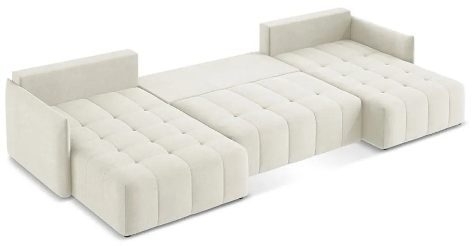 Бежов разтегателен ъглов диван с място за съхранение (U форма) Moku – Makamii