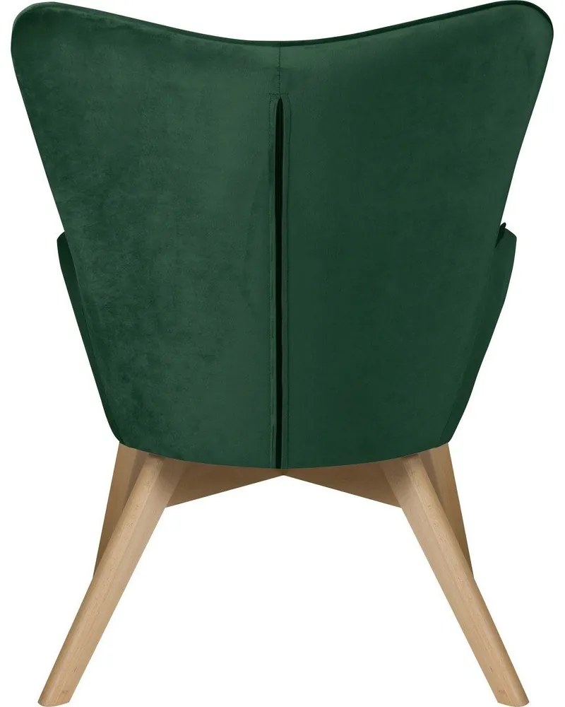 Тъмнозелен кадифен фотьойл с табуретка Niko – Ropez