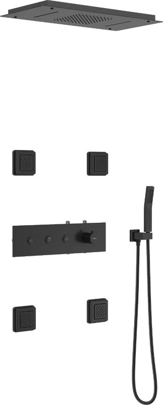 Mexen Soler вградена душ система, черна - 7601-04-70