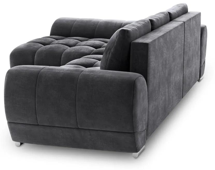 Тъмносив ъглов разтегателен диван с кадифена тапицерия , ляв ъгъл Nuage - Windsor &amp; Co Sofas