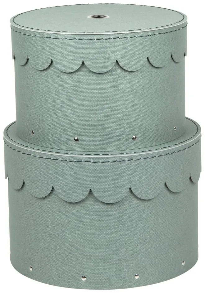 Картонени кутии за съхранение с капаци в комплект 2 бр. в цвят мента ø 26x17,5 cm Wilma – Bigso Box of Sweden