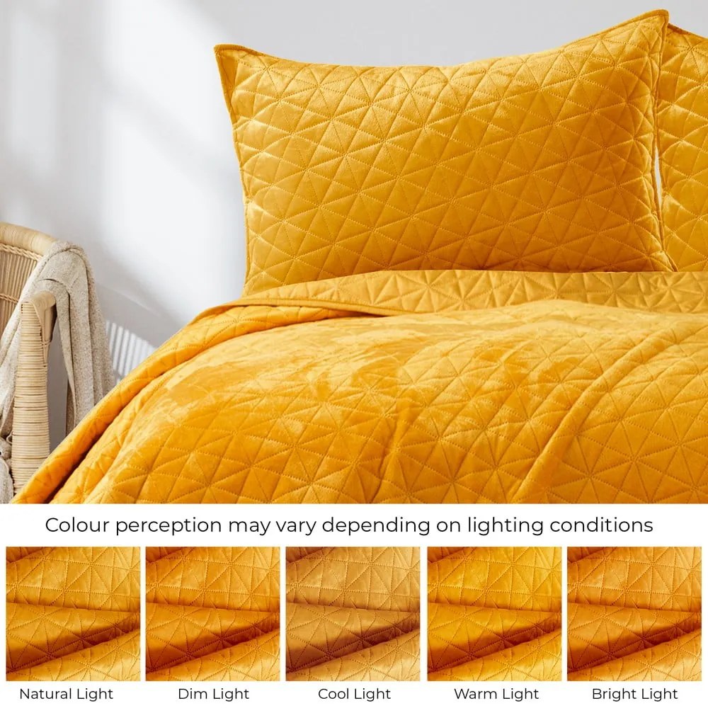 Жълто капитонирано покривало за легло 260x280 cm Laila – AmeliaHome