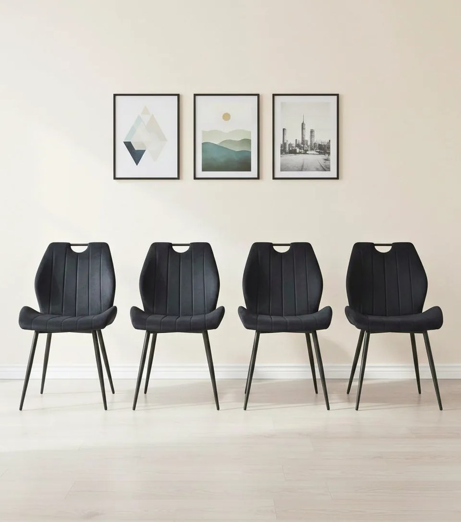 Стол Arco Velvet-Черен (4) парчета