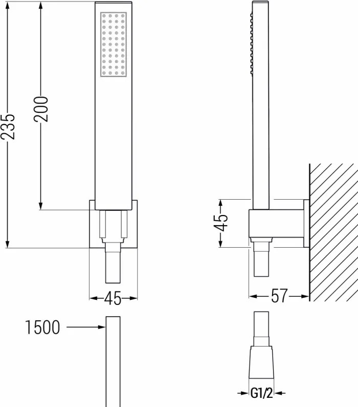 Mexen R-02 система за точков душ, бял - 785005050-20