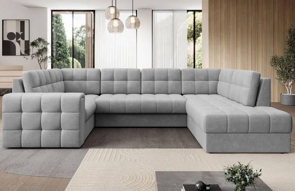 Ъглов диван Bale U-Сиво-Десен