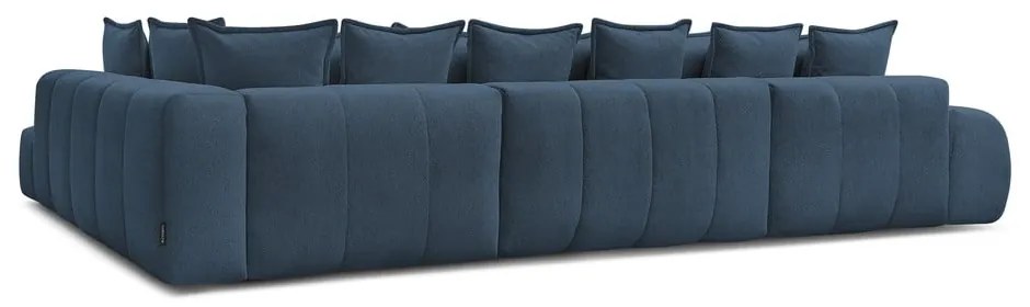 Тъмносин шенилов сгъваем/с място за съхранение ъглов диван (десен ъгъл/U форма) Everest – Bobochic Paris