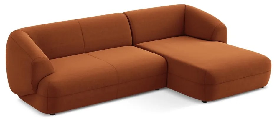 Оранжев кадифен ъглов диван (десен ъгъл) Moana – Makamii