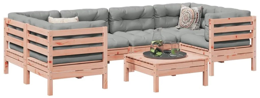 3299317 vidaXL Градински комплект с възглавници, 7 части, дугласка ела масив