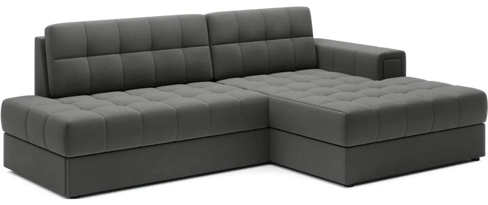 Кафяво-сив кадифен разтегателен ъглов диван (десен ъгъл) Blezalt – ELTAP