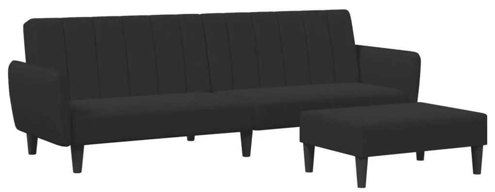 3216253 vidaXL 2-местно разтегателно канапе с табуретка, черно, кадифе