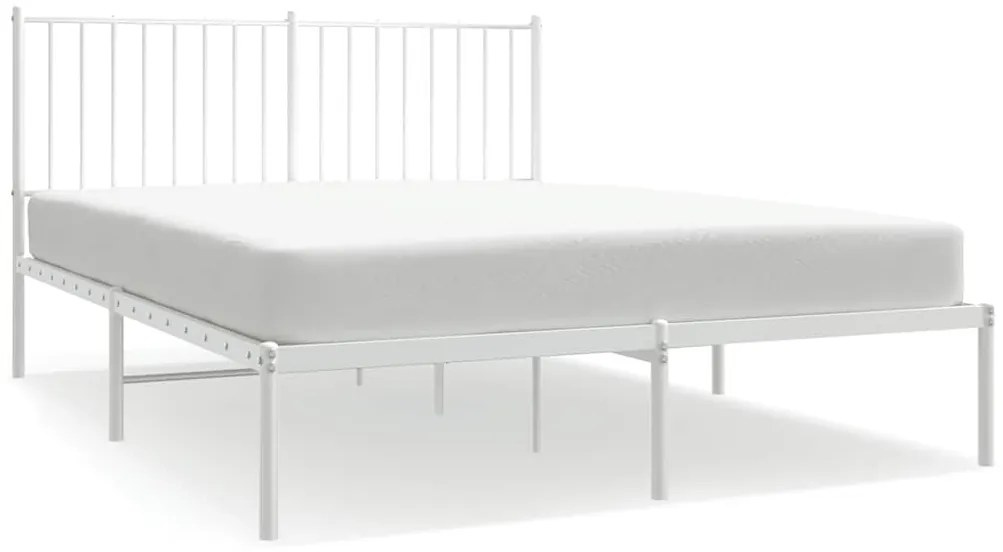 350932 vidaXL Метална рамка за легло с горна табла, бяла, 140x200 см