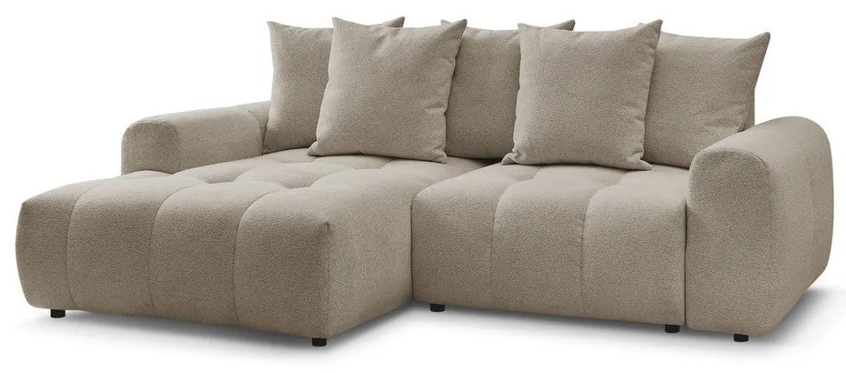 Бежов шенилов сгъваем/с място за съхранение ъглов диван (ляв ъгъл) Roxelane – Bobochic Paris