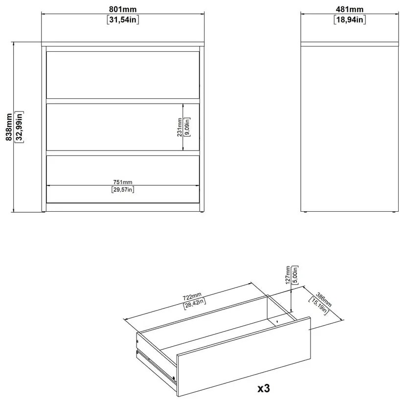 Скрин от дъбов декор бял и естествен цвят 80x84x48 cm Next – Tvilum