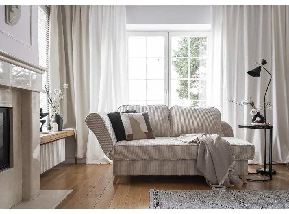 Бежов шезлонг от рипсено кадифе (ляв ъгъл) Chic Charlotte – Miuform