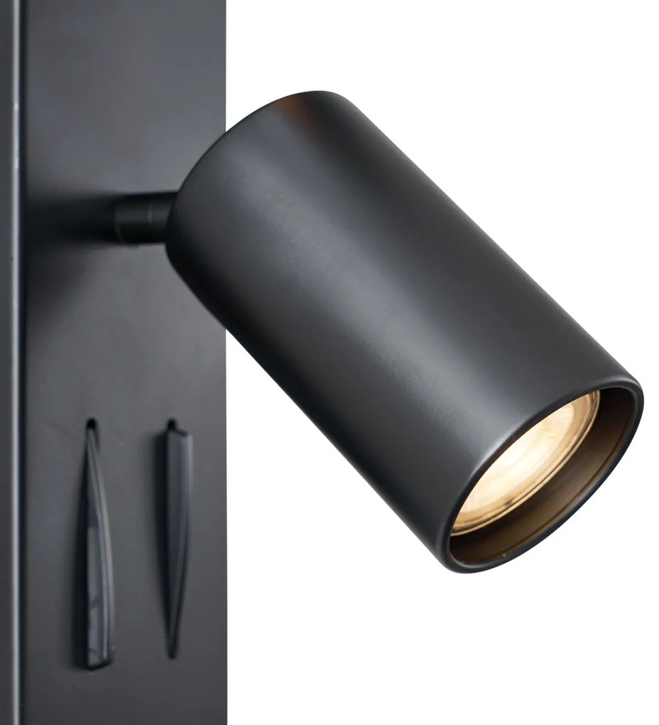 Модерна стенна лампа черна 2 светлини с накланяне и USB-C порт - Lesly