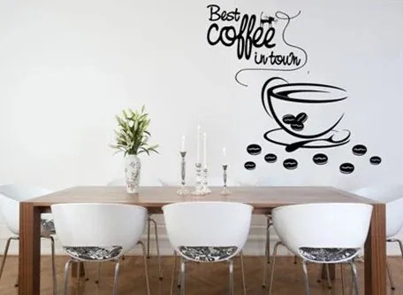 Стикер за стена с текст BEST COFFEE IN TOWN 100 x 200 cm