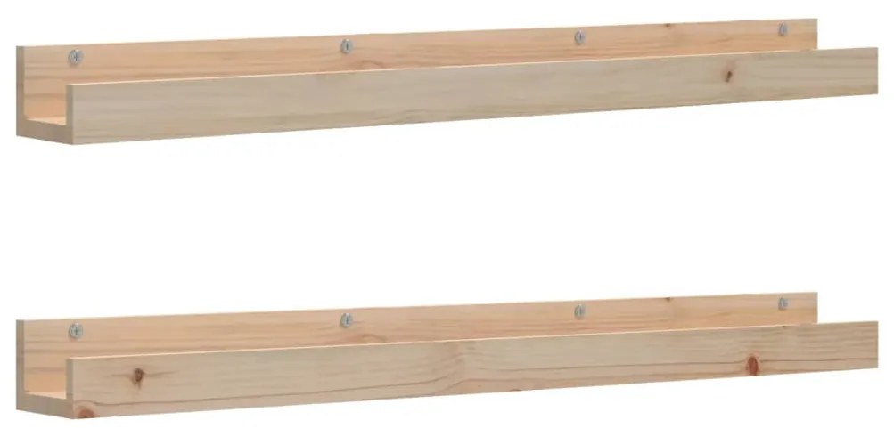 823594 vidaXL Стенни рафтове 2 бр 110x12x9 см масивно борово дърво