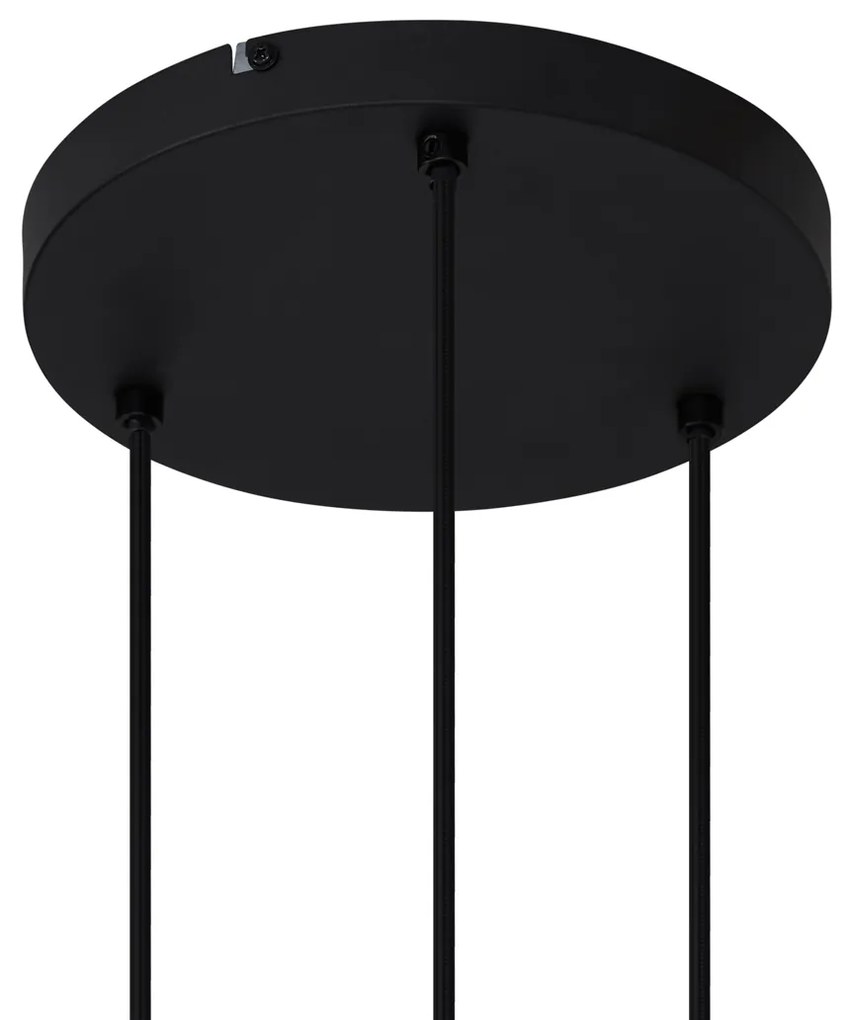 Модерен висящ полилей черен с димно стъкло 3-светлинен - Dame