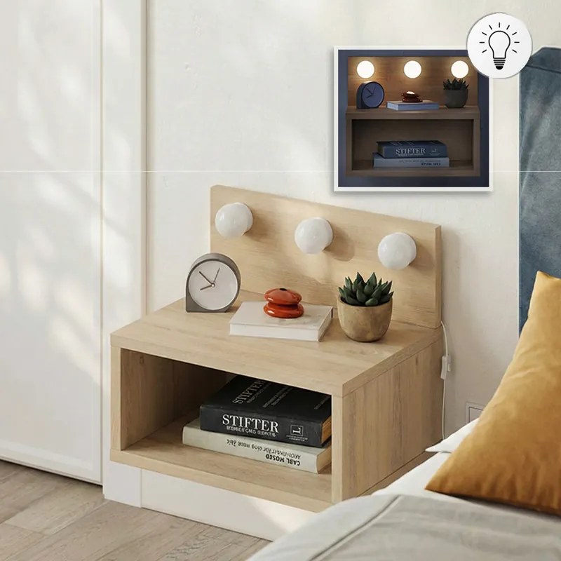 Нощно шкафче Treo с LED светлина в цвят сапфирен дъб 40x30x33.8см.