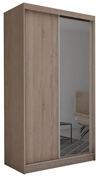 Шкаф с плъзгащи врати и огледало TARRA, сонома, 150x216x61