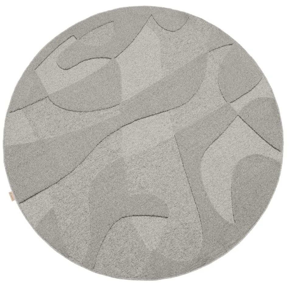Сив вълнен кръгъл килим ø 160 cm Morphic Botanica – Agnella
