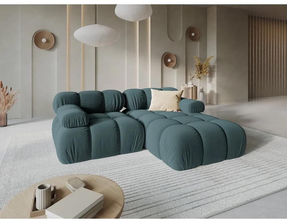 Ъглов диван от кадифе в цвят бензин (десен ъгъл) Bellis - Micadoni Home